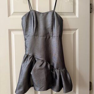 Chloe Dao Silver Metallic Strapless Short Dress size Small